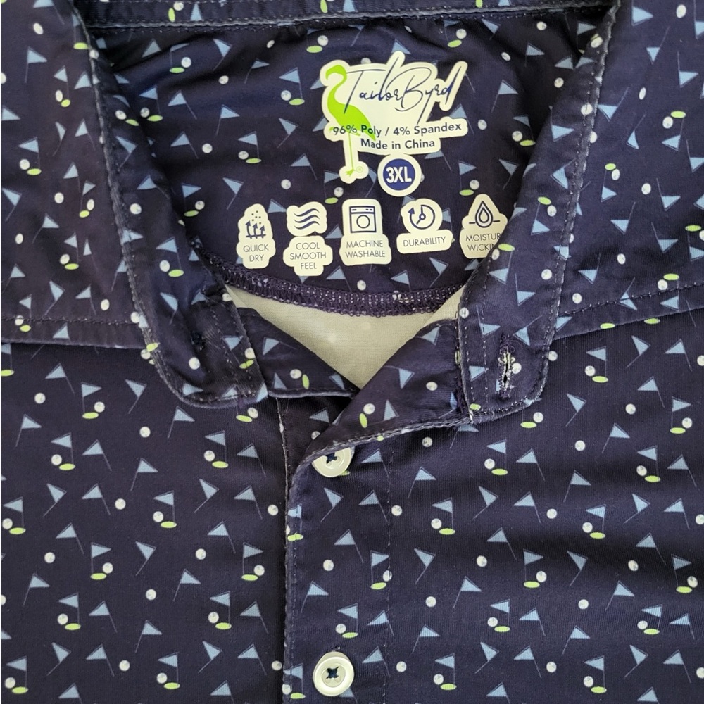 Tailorbyrd Men's Dark Blue Geometric Print Shirt
